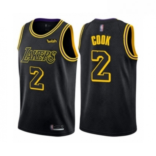 Youth Los Angeles Lakers 2 Quinn Cook Swingman Black Basketball Jersey City Edition