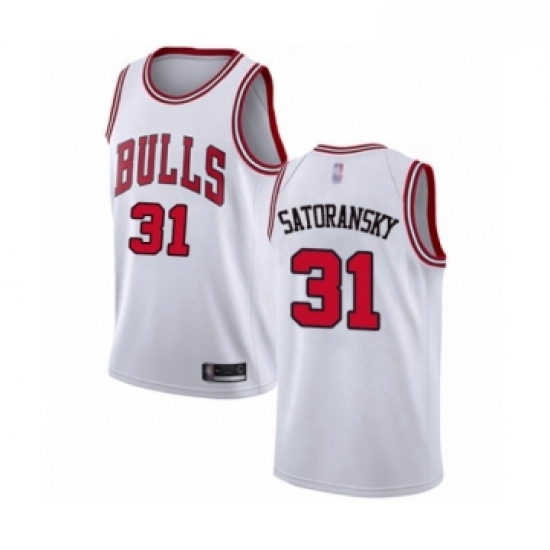 Youth Chicago Bulls 31 Tomas Satoransky Swingman White Basketball Jersey Association Edition