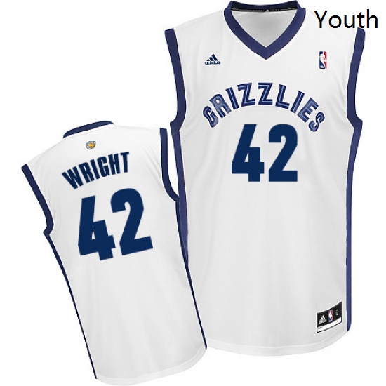 Youth Adidas Memphis Grizzlies 42 Lorenzen Wright Swingman White Home NBA Jersey