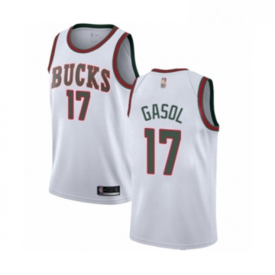 Youth Milwaukee Bucks 17 Pau Gasol Swingman White Fashion Hardwood Classics Basketball Jersey