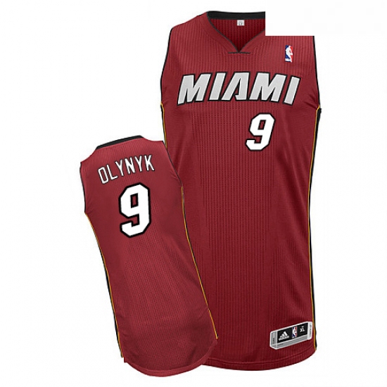 Youth Adidas Miami Heat 9 Kelly Olynyk Authentic Red Alternate NBA Jersey