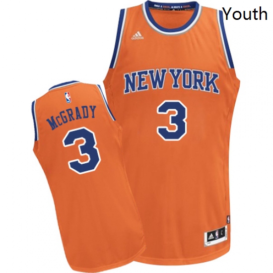 Youth Adidas New York Knicks 3 Tracy McGrady Swingman Orange Alternate NBA Jersey