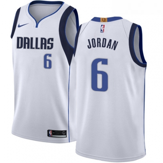 Youth Nike Dallas Mavericks 6 DeAndre Jordan Swingman White NBA Jersey Association Edition