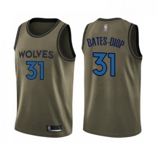 Youth Minnesota Timberwolves 31 Keita Bates Diop Swingman Green Salute to Service Basketball Jersey