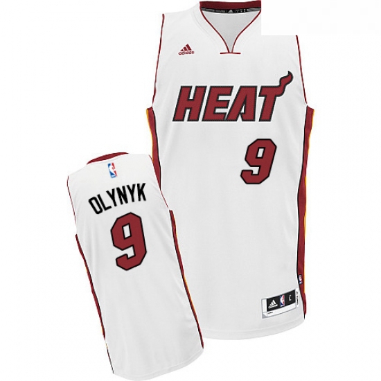 Youth Adidas Miami Heat 9 Kelly Olynyk Swingman White Home NBA Jersey