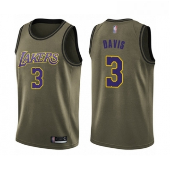 Youth Los Angeles Lakers 3 Anthony Davis Swingman Green Salute to Service Basketball Jersey