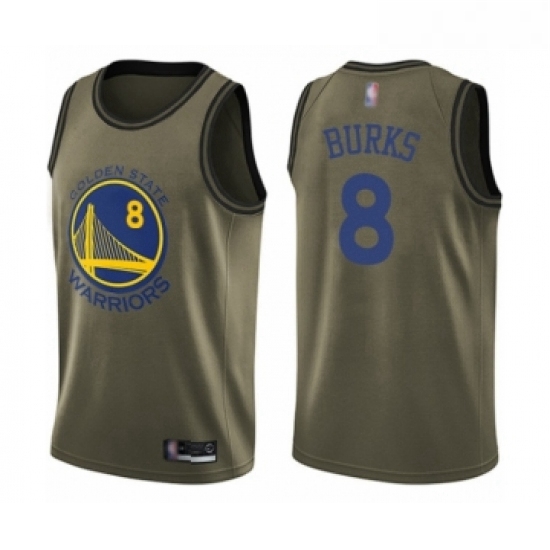 Youth Golden State Warriors 8 Alec Burks Swingman Green Salute to Service Basketball Jersey