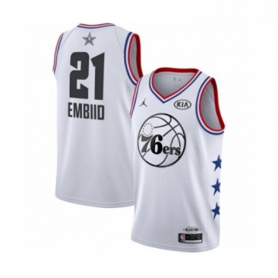 Youth Jordan Philadelphia 76ers 21 Joel Embiid Swingman White 2019 All Star Game Basketball Jersey