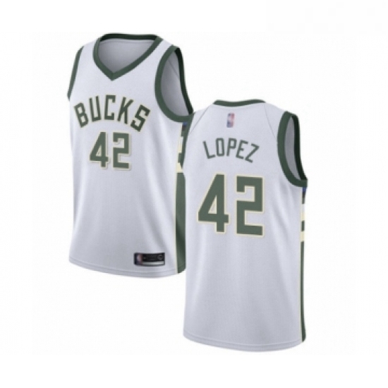 Youth Milwaukee Bucks 42 Robin Lopez Swingman White Basketball Jersey Association Edition