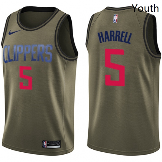 Youth Nike Los Angeles Clippers 5 Montrezl Harrell Swingman Green Salute to Service NBA Jersey