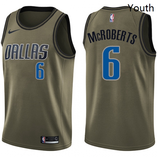 Youth Nike Dallas Mavericks 6 Josh McRoberts Swingman Green Salute to Service NBA Jersey