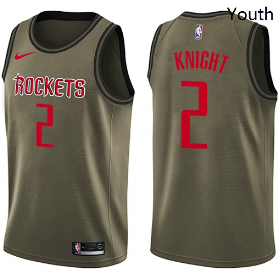 Youth Nike Houston Rockets 2 Brandon Knight Swingman Green Salute to Service NBA Jersey