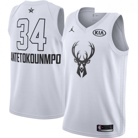 Youth Nike Jordan Milwaukee Bucks 34 Giannis Antetokounmpo Swingman White 2018 All Star Game NBA Jer