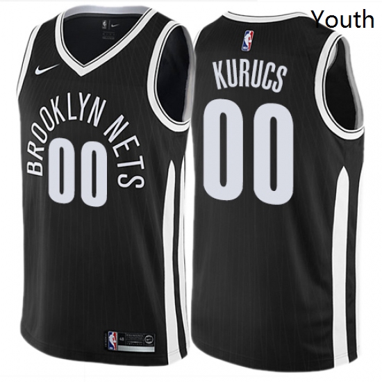 Youth Nike Brooklyn Nets 00 Rodions Kurucs Swingman Black NBA Jersey City Edition