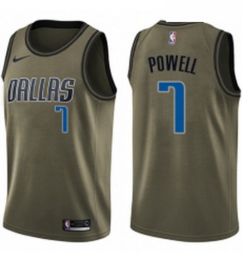 Youth Nike Dallas Mavericks 7 Dwight Powell Swingman Green Salute to Service NBA Jersey