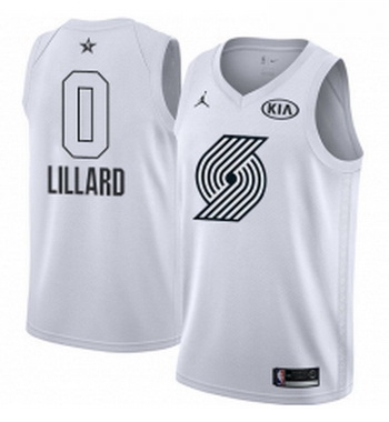 Youth Nike Jordan Portland Trail Blazers 0 Damian Lillard Swingman White 2018 All Star Game NBA Jers