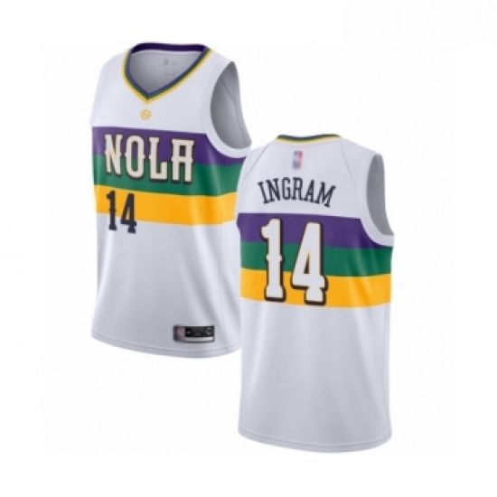 Youth New Orleans Pelicans 14 Brandon Ingram Swingman White Basketball Jersey City Edition