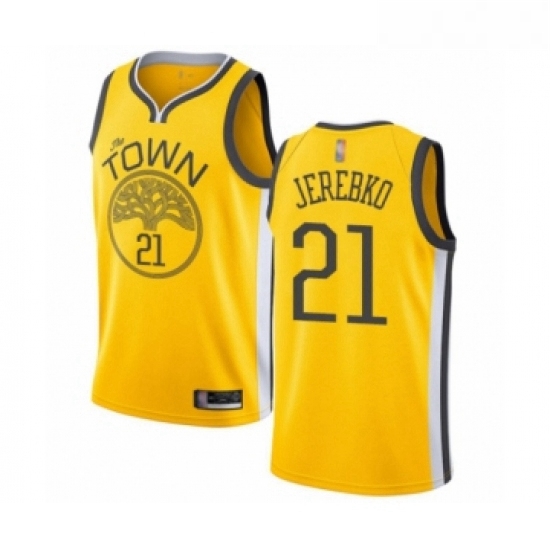 Youth Golden State Warriors 21 Jonas Jerebko Yellow Swingman Jersey Earned Edition