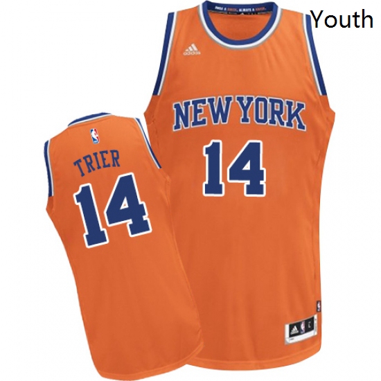 Youth Adidas New York Knicks 14 Allonzo Trier Swingman Orange Alternate NBA Jersey