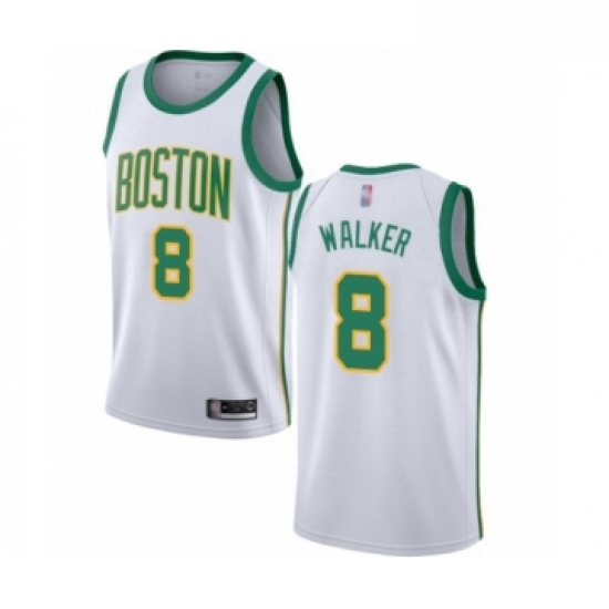 Youth Boston Celtics 8 Kemba Walker Swingman White Basketball Jersey City Edition