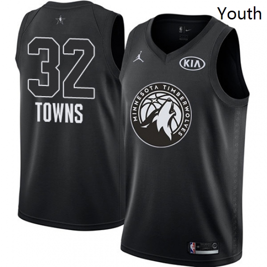 Youth Nike Jordan Minnesota Timberwolves 32 Karl Anthony Towns Swingman Black 2018 All Star Game NBA