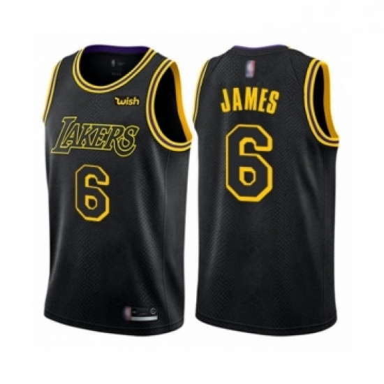 Youth Los Angeles Lakers 6 LeBron James Swingman Black Basketball Jersey City Edition