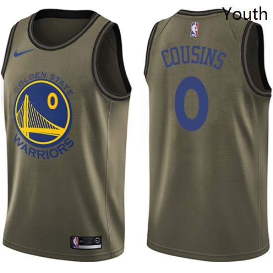 Youth Nike Golden State Warriors 0 DeMarcus Cousins Green NBA Swingman Salute to Service Jersey