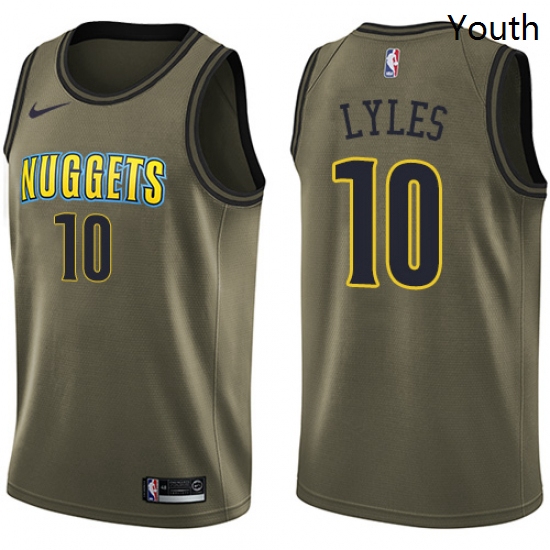 Youth Nike Denver Nuggets 10 Trey Lyles Swingman Green Salute to Service NBA Jersey