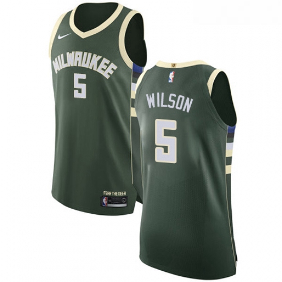 Youth Nike Milwaukee Bucks 5 D J Wilson Authentic Green Road NBA Jersey Icon Edition