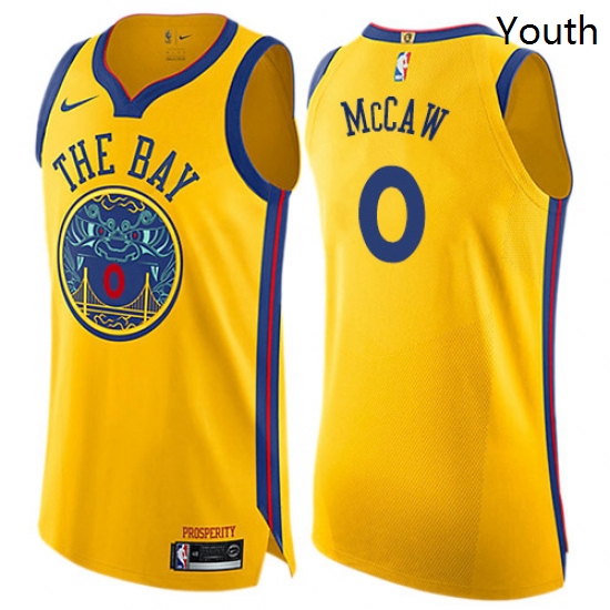 Youth Nike Golden State Warriors 0 Patrick McCaw Swingman Gold NBA Jersey City Edition