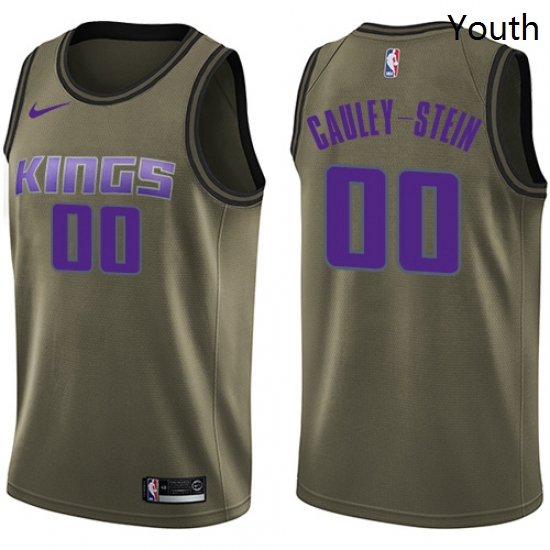 Youth Nike Sacramento Kings 0 Willie Cauley Stein Swingman Green Salute to Service NBA Jersey