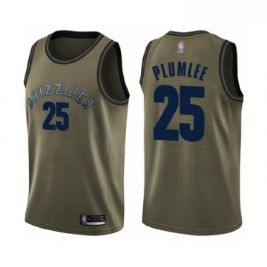 Youth Memphis Grizzlies 25 Miles Plumlee Swingman Green Salute to Service Basketball Jersey