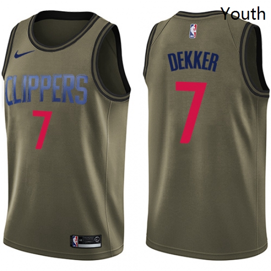 Youth Nike Los Angeles Clippers 7 Sam Dekker Swingman Green Salute to Service NBA Jersey