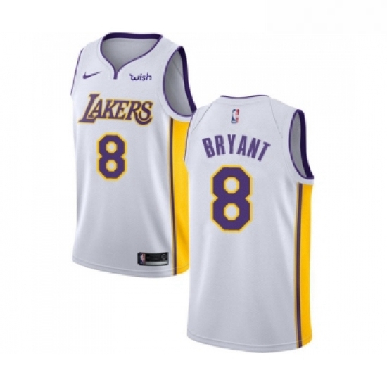 Youth Los Angeles Lakers 8 Kobe Bryant Swingman White Basketball Jersey Association Edition