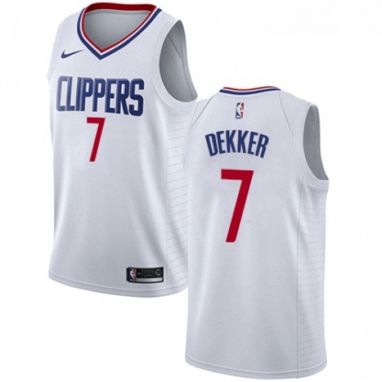 Youth Nike Los Angeles Clippers 7 Sam Dekker Swingman White NBA Jersey Association Edition