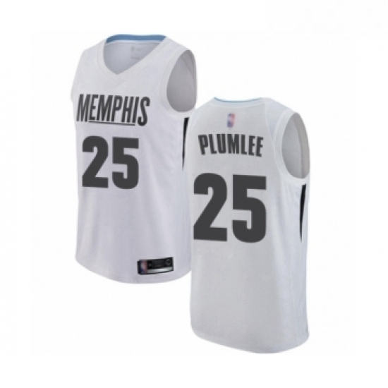 Youth Memphis Grizzlies 25 Miles Plumlee Swingman White Basketball Jersey City Edition