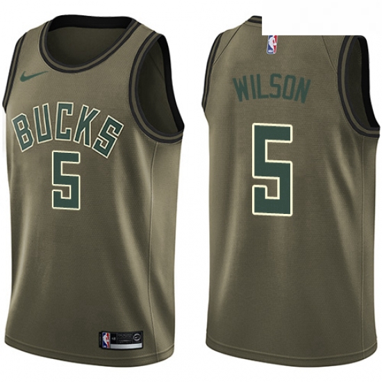 Youth Nike Milwaukee Bucks 5 D J Wilson Swingman Green Salute to Service NBA Jersey