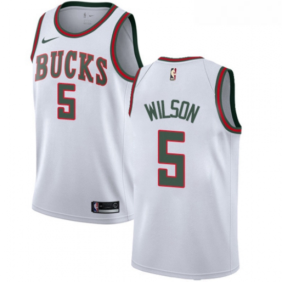 Youth Nike Milwaukee Bucks 5 D J Wilson Swingman White Fashion Hardwood Classics NBA Jersey