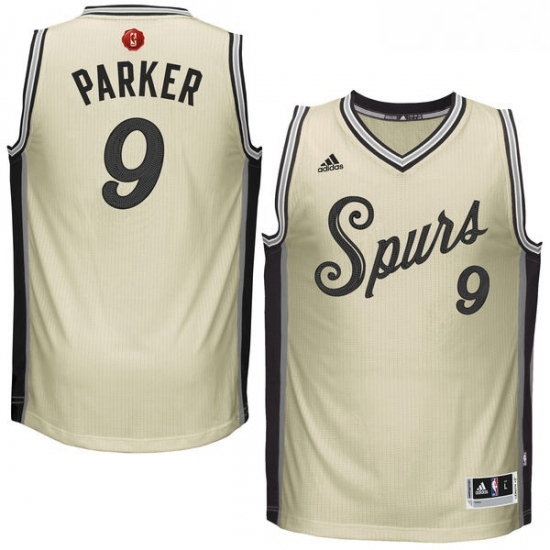 Youth Adidas San Antonio Spurs 9 Tony Parker Swingman Cream 2015 16 Christmas Day NBA Jersey