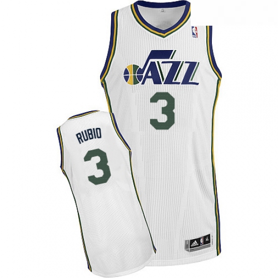 Youth Adidas Utah Jazz 3 Ricky Rubio Authentic White Home NBA Jersey