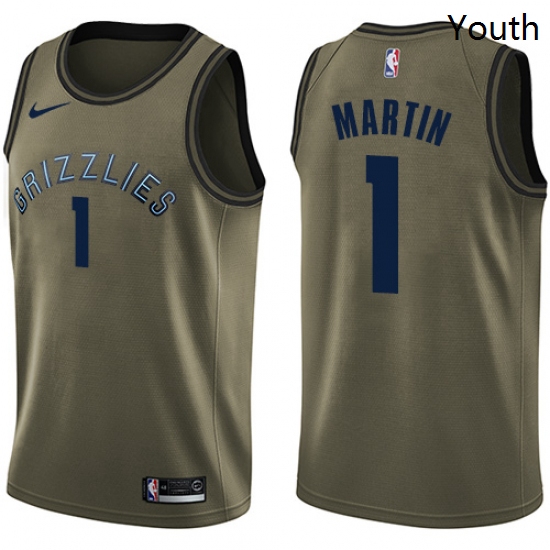 Youth Nike Memphis Grizzlies 1 Jarell Martin Swingman Green Salute to Service NBA Jersey