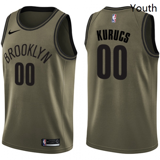 Youth Nike Brooklyn Nets 00 Rodions Kurucs Swingman Green Salute to Service NBA Jersey