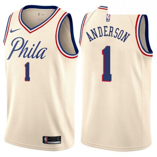 Youth Nike Philadelphia 76ers 1 Justin Anderson Swingman Cream NBA Jersey City Edition