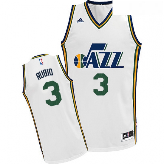 Youth Adidas Utah Jazz 3 Ricky Rubio Swingman White Home NBA Jersey