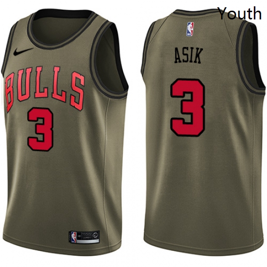Youth Nike Chicago Bulls 3 Omer Asik Swingman Green Salute to Se