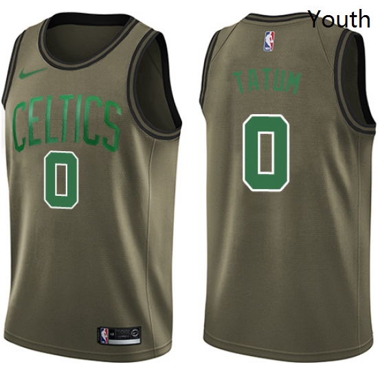 Youth Nike Boston Celtics 0 Jayson Tatum Swingman Green Salute to Service NBA Jersey