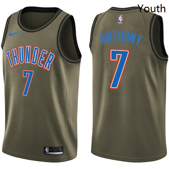 Youth Nike Oklahoma City Thunder 7 Carmelo Anthony Swingman Green Salute to Service NBA Jersey