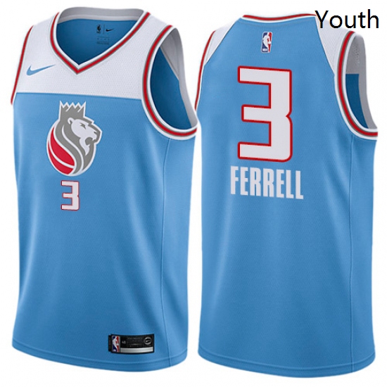 Youth Nike Sacramento Kings 3 Yogi Ferrell Swingman Blue NBA Jersey City Edition