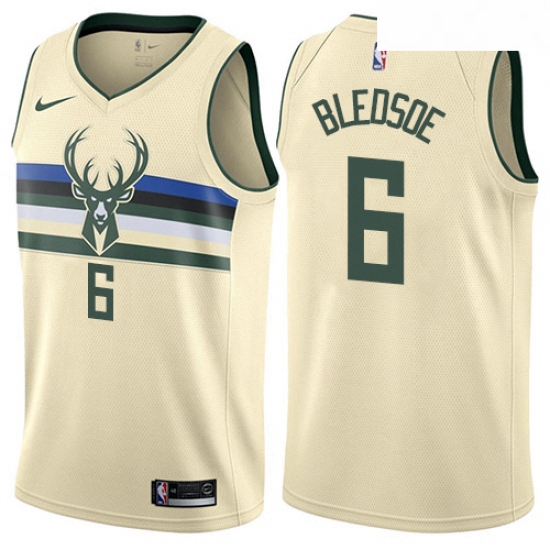 Youth Nike Milwaukee Bucks 6 Eric Bledsoe Swingman Cream NBA Jersey City Edition