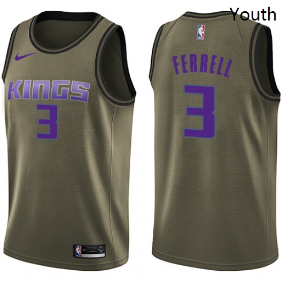 Youth Nike Sacramento Kings 3 Yogi Ferrell Swingman Green Salute to Service NBA Jersey